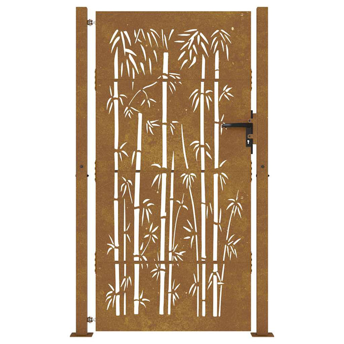 Poartă de grădină 100x200 cm, oțel corten, design bambus WALTI