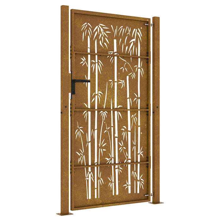 Poartă de grădină 100x200 cm, oțel corten, design bambus WALTI