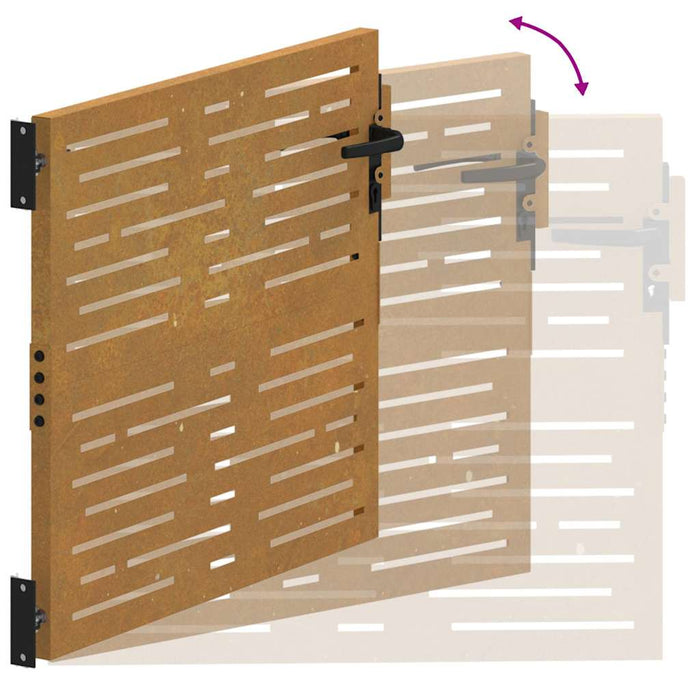 Poartă de grădină 85x100 cm, oțel Corten, design pătrat WALTI