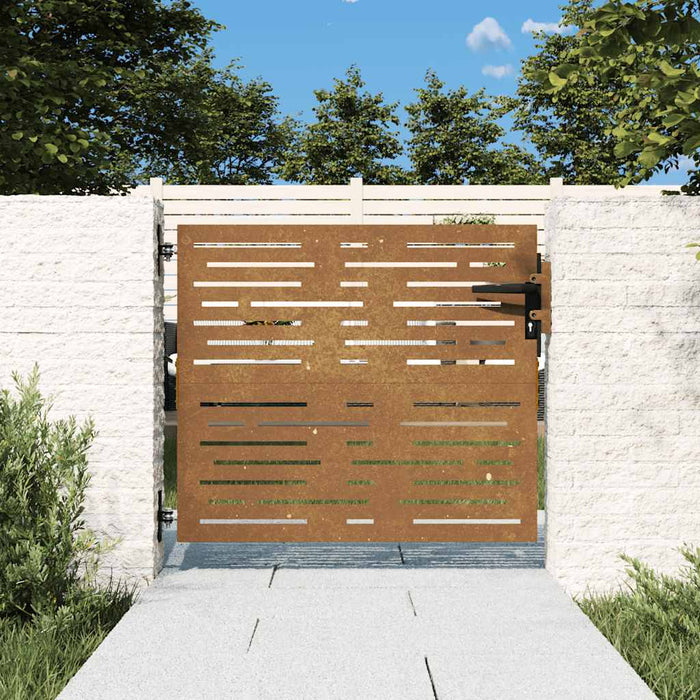 Poartă de grădină 85x100 cm, oțel Corten, design pătrat WALTI