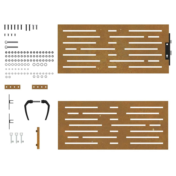 Poartă de grădină 85x125 cm, oțel Corten, design pătrat WALTI