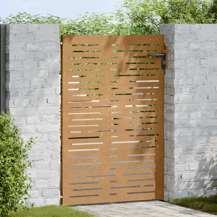 Poartă de grădină 85x150 cm, oțel Corten, design pătrat WALTI