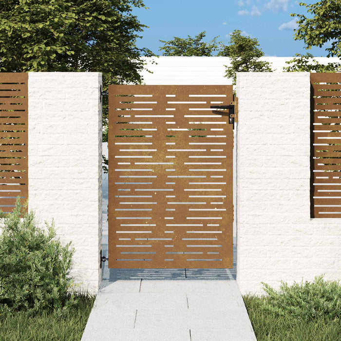 Poartă de grădină 85x150 cm, oțel Corten, design pătrat WALTI
