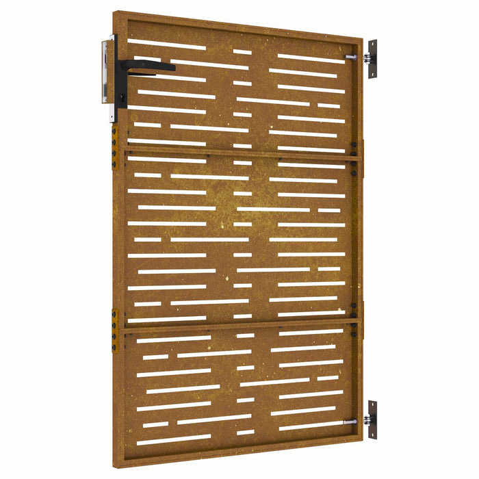 Poartă de grădină 85x150 cm, oțel Corten, design pătrat WALTI