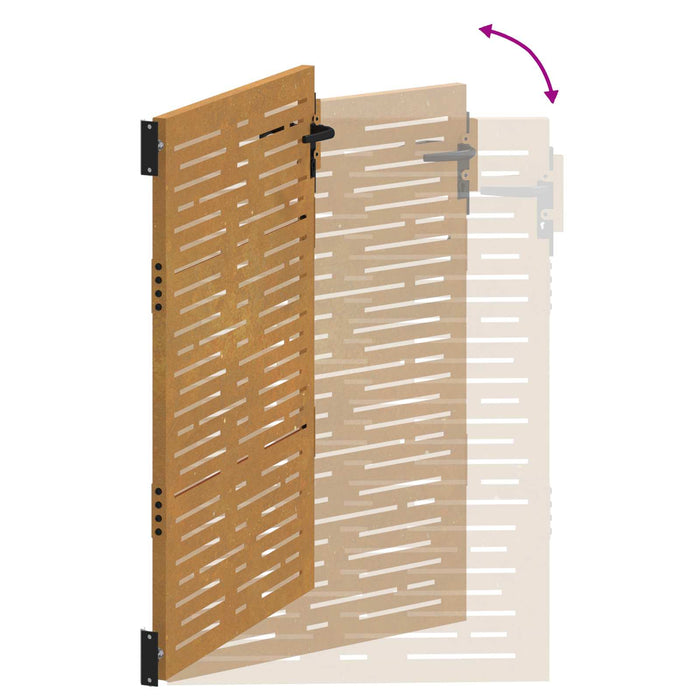 Poartă de grădină 85x150 cm, oțel Corten, design pătrat WALTI