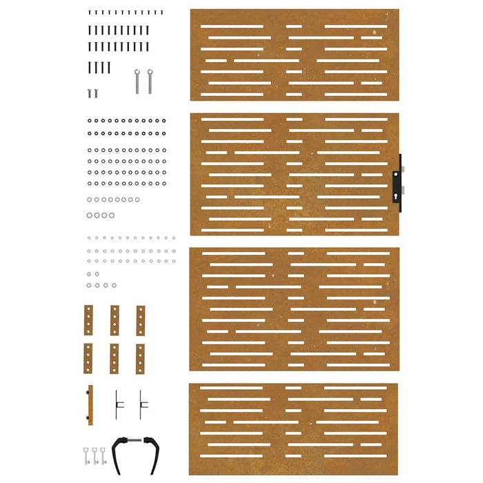 Poartă de grădină 85x200 cm, oțel Corten, design pătrat WALTI