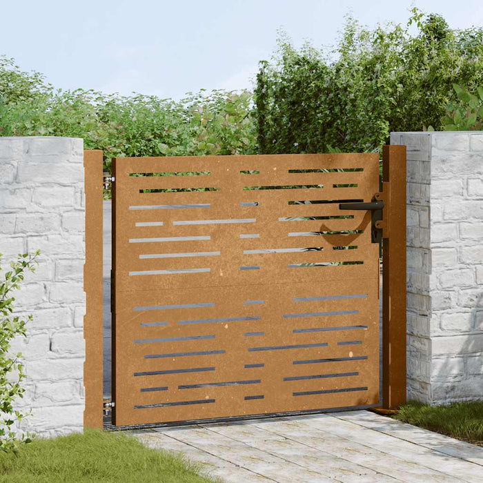 Poartă de grădină 100x75 cm, oțel Corten, design pătrat WALTI