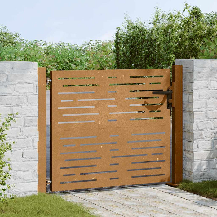 Poartă de grădină 100x100 cm, oțel Corten, design pătrat WALTI