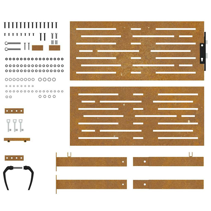 Poartă de grădină 100x100 cm, oțel Corten, design pătrat WALTI