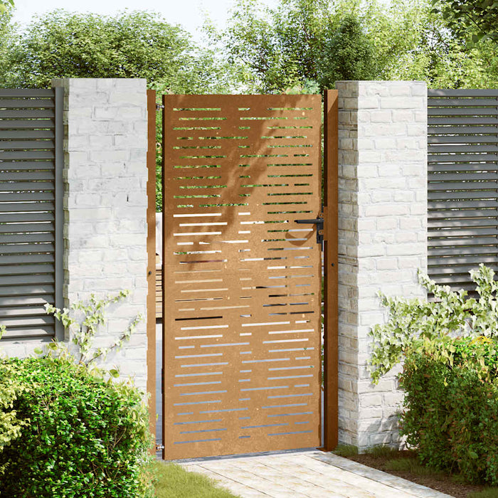 Poartă de grădină 100x175 cm, oțel Corten, design pătrat WALTI