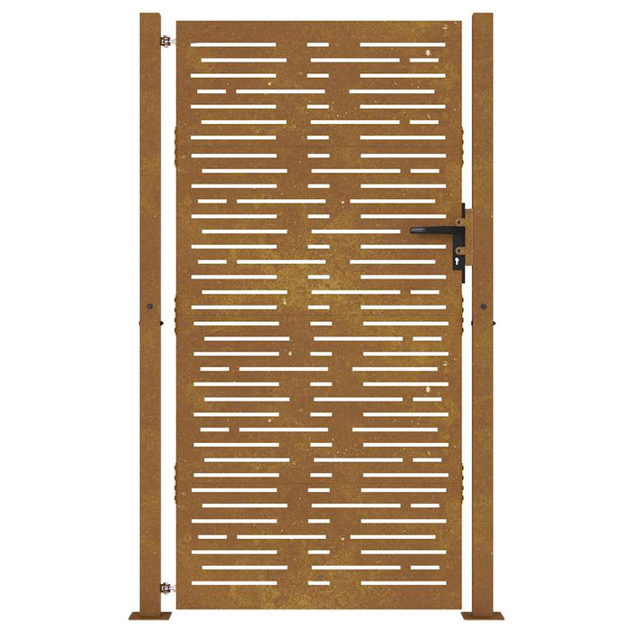 Poartă de grădină 100x175 cm, oțel Corten, design pătrat WALTI