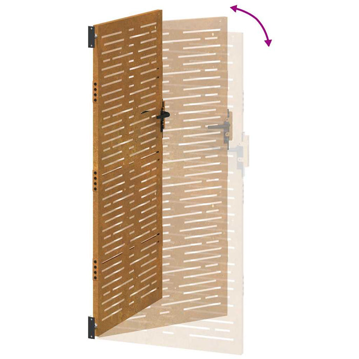 Poartă de grădină 100x175 cm, oțel Corten, design pătrat WALTI