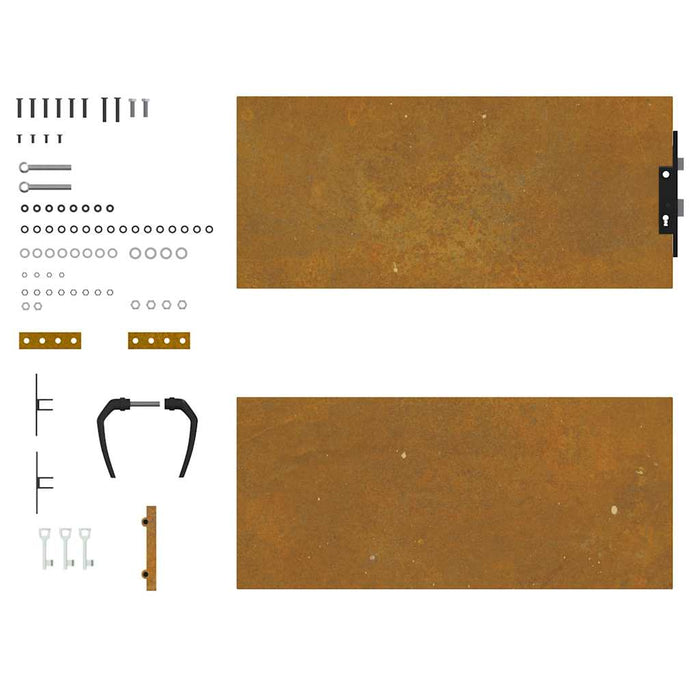 Poartă de grădină 85x125 cm, oțel Corten, design pătrat WALTI