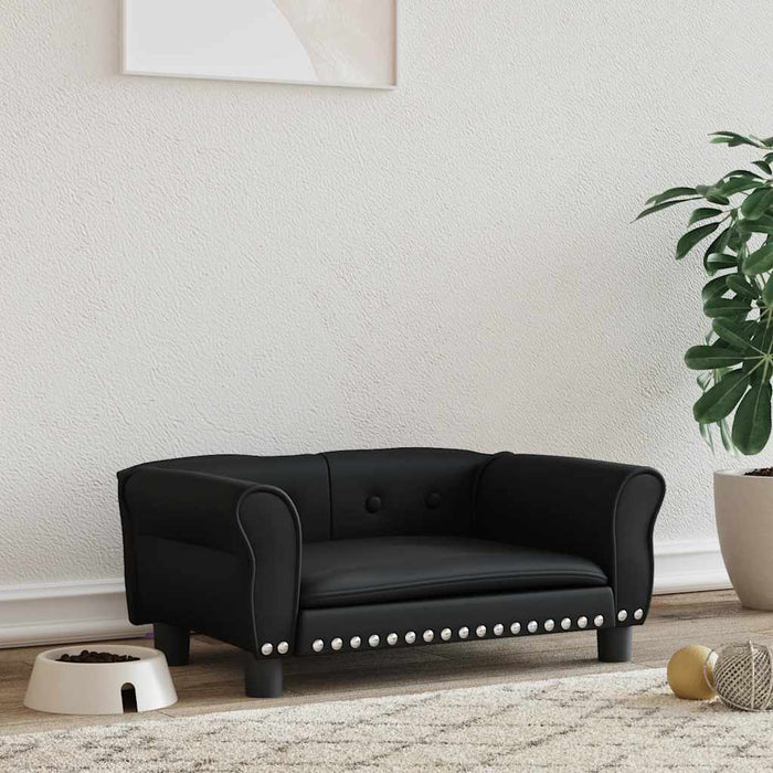 Pat de câini, negru, 70x45x30 cm, piele ecologică - WALTI WALTI
