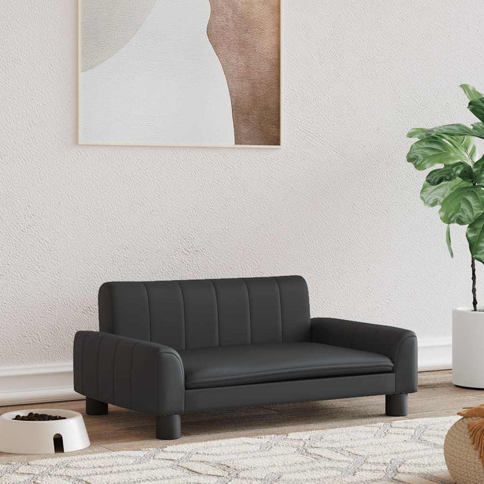 Pat de câini, negru, 70x45x30 cm, piele ecologică - WALTI WALTI