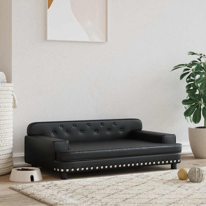 Pat de câini, negru, 90x53x30 cm, piele ecologică - WALTI WALTI