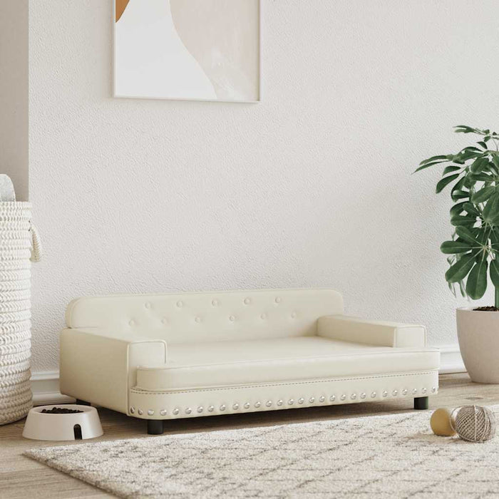 Pat de câini, crem, 90x53x30 cm, piele ecologică WALTI