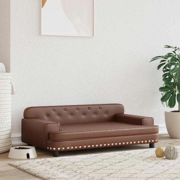 Pat de câini, maro, 90x53x30 cm, piele ecologică - WALTI WALTI