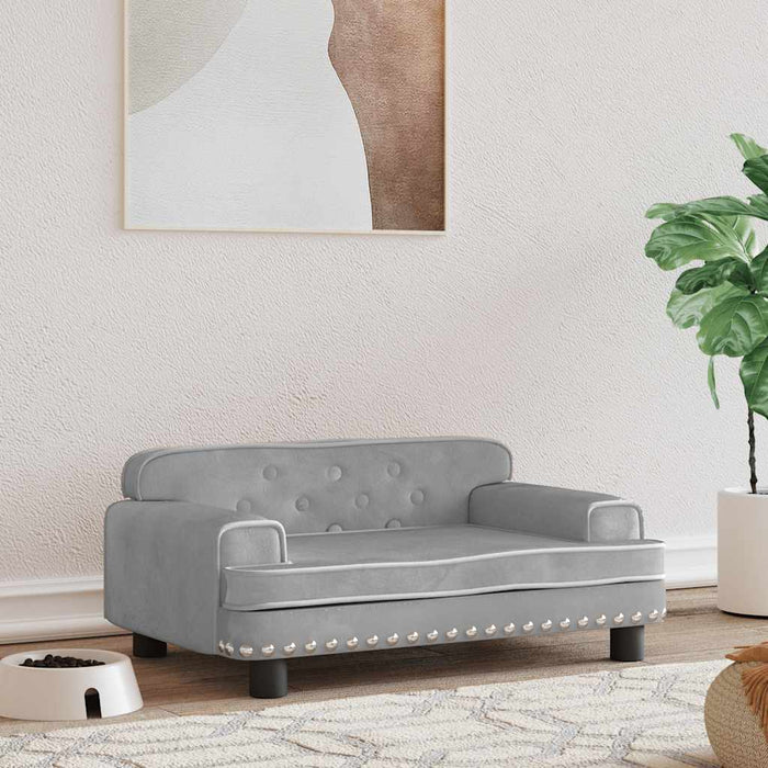 Pat de câini, gri deschis, 70x45x30 cm, catifea - WALTI WALTI