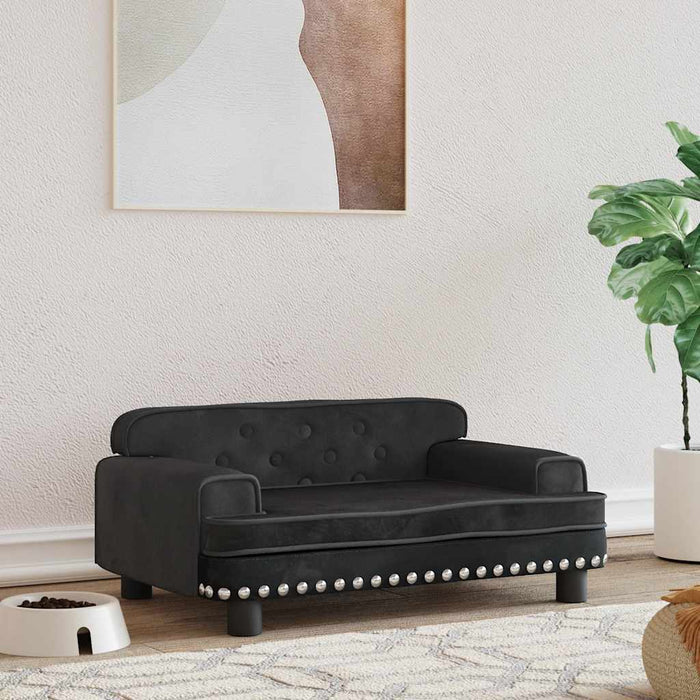 Pat de câini, negru, 70x45x30 cm, catifea - WALTI WALTI