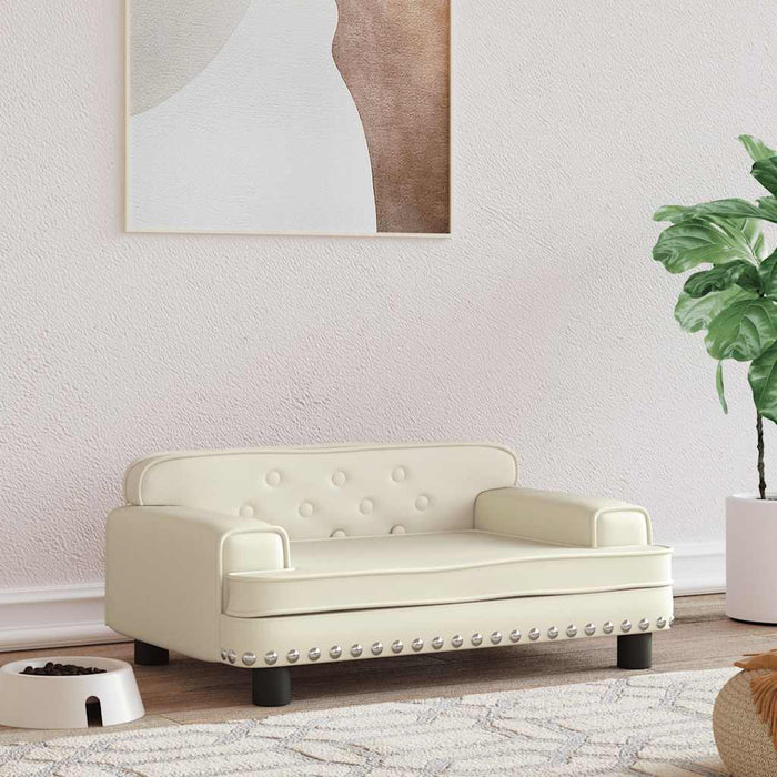 Pat de câini, crem, 70x45x30 cm, piele ecologică - WALTI WALTI