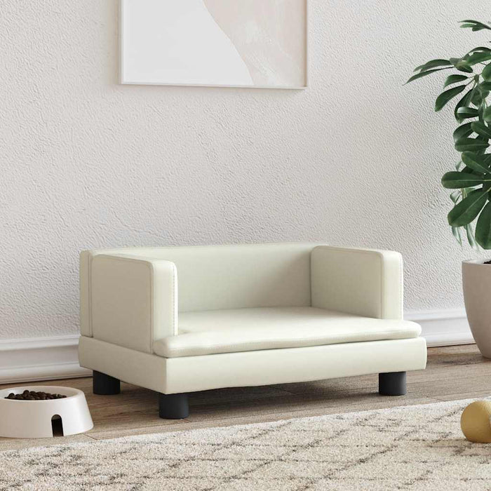 Pat de câini, crem, 60x40x30 cm, piele ecologică - WALTI WALTI