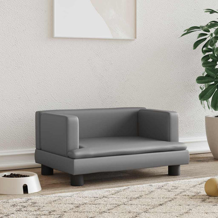 Pat de câini, gri, 60x40x30 cm, piele ecologică - WALTI WALTI
