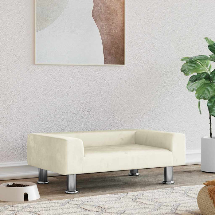 Pat de câini, crem, 70x45x26,5 cm, catifea - WALTI WALTI