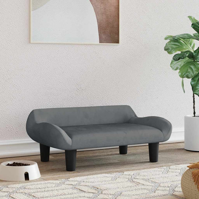 Pat de câini, gri închis, 70x40x24 cm, catifea - WALTI WALTI