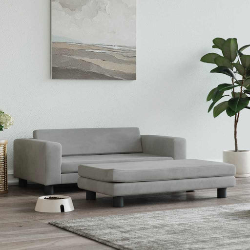 Pat pentru câini cu extensie, gri deschis, 100x50x30 cm catifea - WALTI WALTI