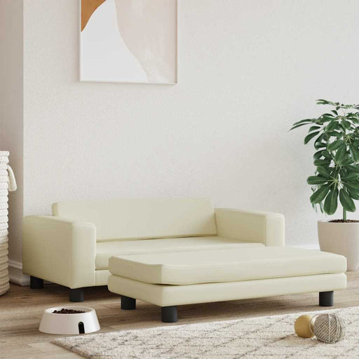 Pat pentru câini cu extensie, crem, 100x50x30 cm, piele eco - WALTI WALTI