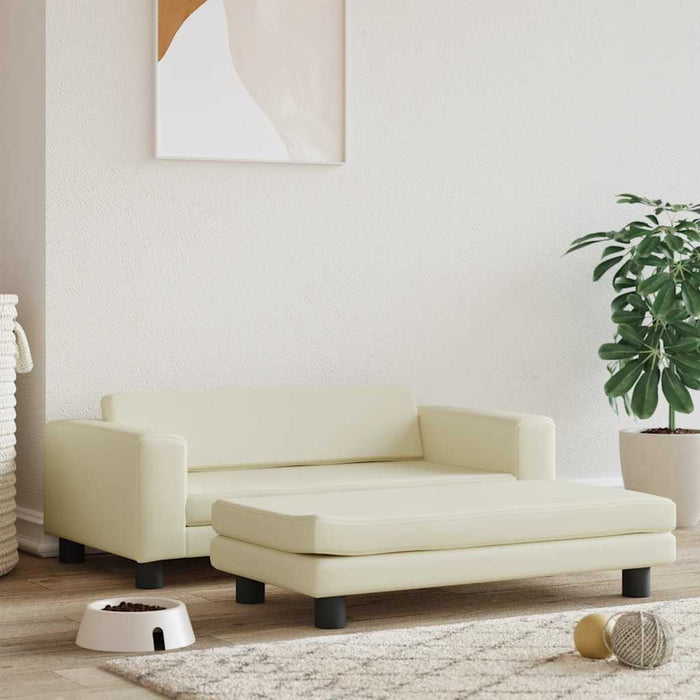 Pat pentru câini cu extensie, crem, 100x50x30 cm, piele eco - WALTI WALTI