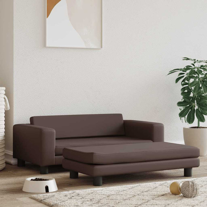 Pat pentru câini cu extensie, maro, 100x50x30 cm, piele eco - WALTI WALTI