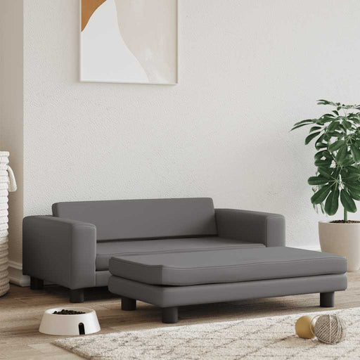 Pat pentru câini cu extensie, gri, 100x50x30 cm, piele eco - WALTI WALTI