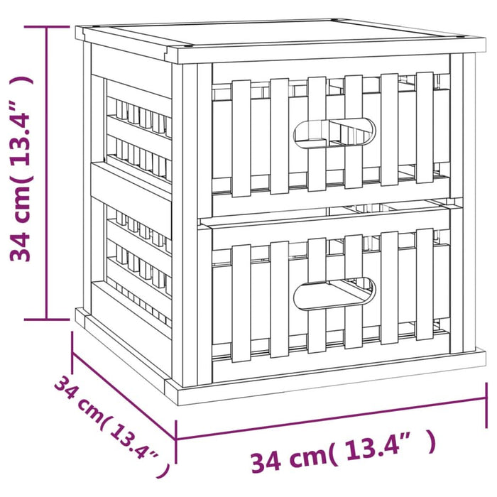 Noptiere, 2 buc., 34x34x34 cm, lemn masiv de nuc - WALTI WALTI