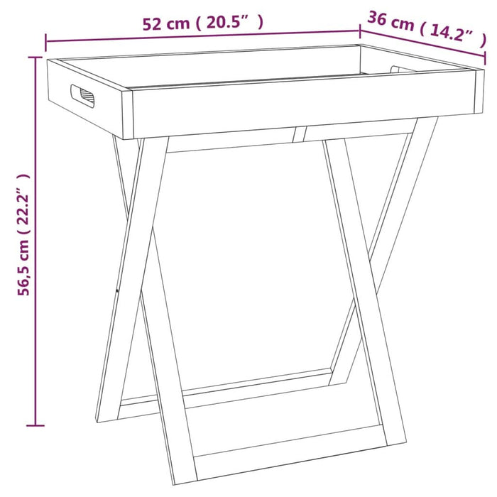 Masă pliantă cu tavă, 52x36x56,5 cm, lemn masiv de nuc - WALTI WALTI