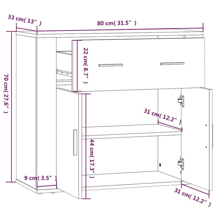 Dulap, negru, 80x33x70 cm, lemn prelucrat WALTI