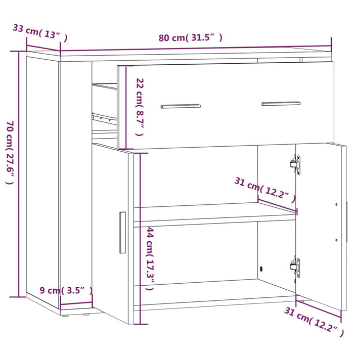 Dulap, stejar maro, 80x33x70 cm, lemn compozit WALTI