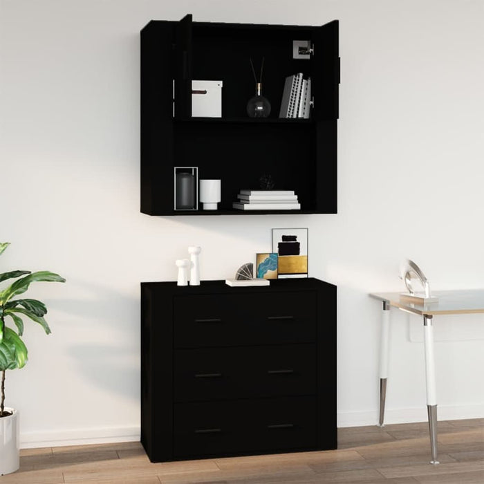 Dulap de perete, negru, 80x33x80 cm, lemn prelucrat - WALTI WALTI