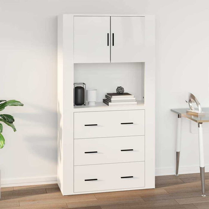 Dulap de perete, alb extralucios, 80x33x80 cm, lemn compozit WALTI