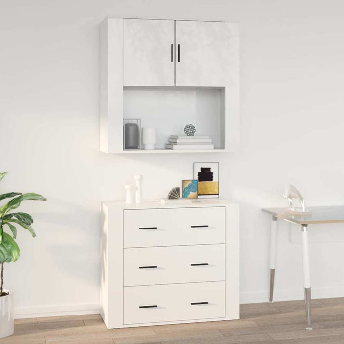 Dulap de perete, alb extralucios, 80x33x80 cm, lemn compozit WALTI