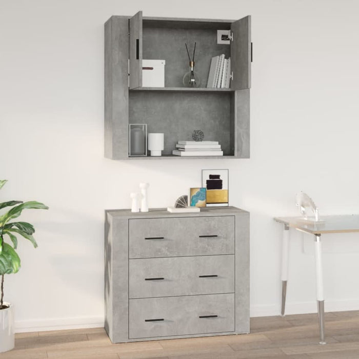 Dulap de perete, gri beton, 80x33x80 cm, lemn prelucrat - WALTI WALTI