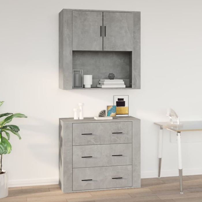 Dulap de perete, gri beton, 80x33x80 cm, lemn prelucrat - WALTI WALTI