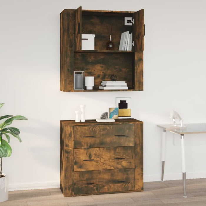 Dulap de perete, stejar fumuriu, 80x33x80 cm, lemn prelucrat - WALTI WALTI