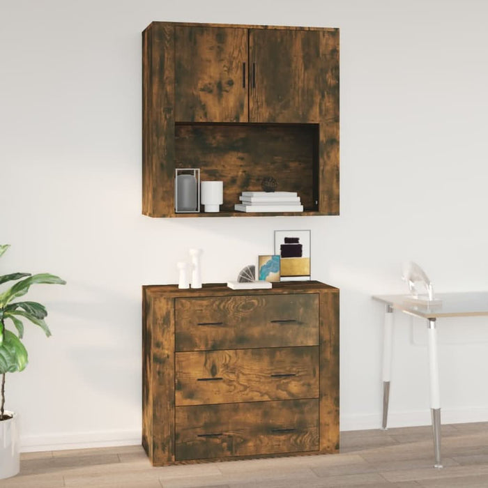 Dulap de perete, stejar fumuriu, 80x33x80 cm, lemn prelucrat - WALTI WALTI
