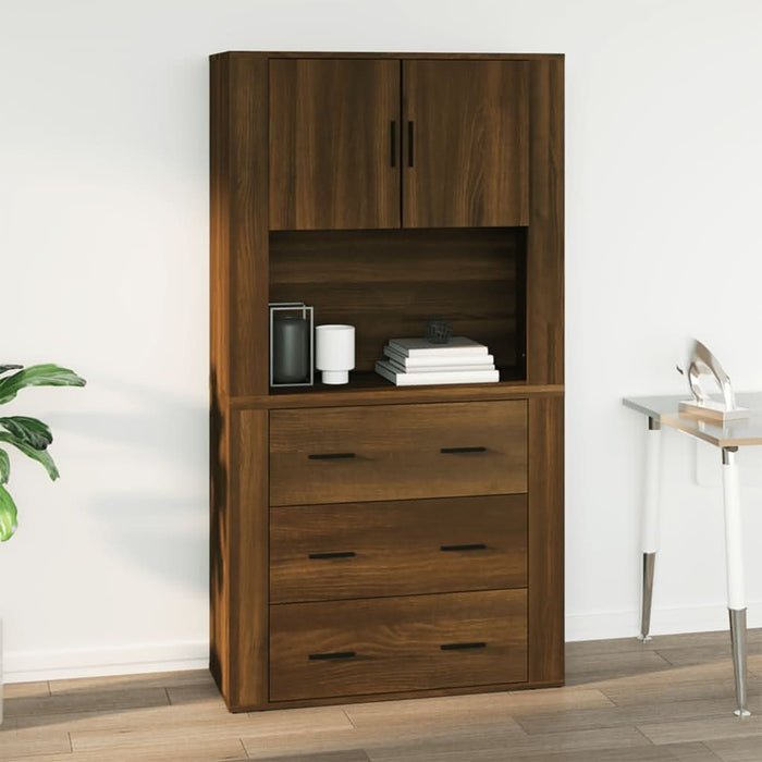 Dulap de perete, stejar maro,80x33x80 cm, lemn prelucrat - WALTI WALTI