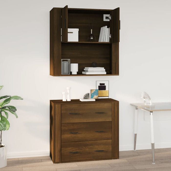 Dulap de perete, stejar maro,80x33x80 cm, lemn prelucrat - WALTI WALTI