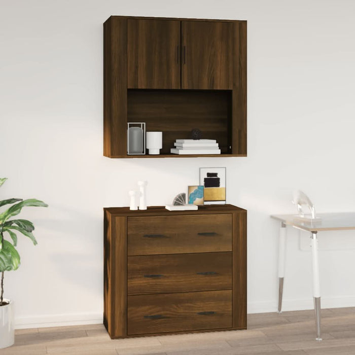 Dulap de perete, stejar maro,80x33x80 cm, lemn prelucrat - WALTI WALTI