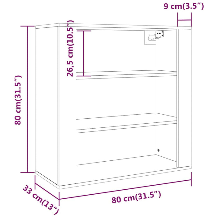 Dulap de perete, alb extralucios, 80x33x80 cm, lemn compozit WALTI