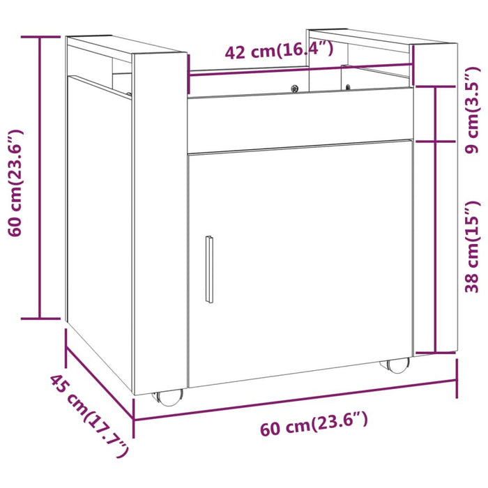 Cărucior de birou, gri beton, 60x45x60 cm, lemn prelucrat - WALTI WALTI
